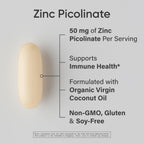 Sports Research Zinc Picolinate 50mg with Organic Coconut Oil – 120 Liquid Softgels