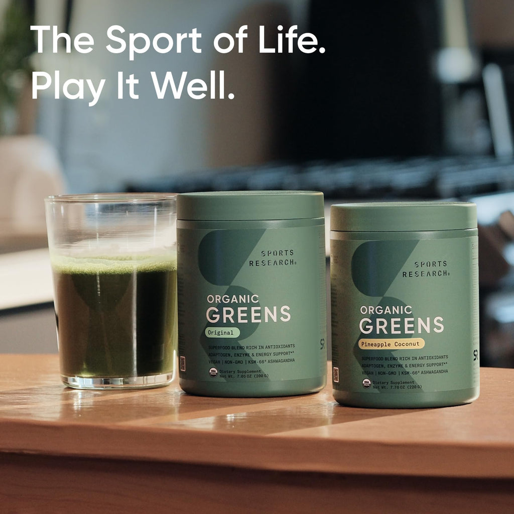 Sports Research Bio Greens Pulver – Spirulina & Chlorella, 8 B-Vitamine, Vegan