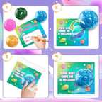 SpringFlower 24-Pack Valentines Cards with Stretchy Balls for Kids | Classroom Gifts & Party Favors