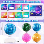 SpringFlower 24-Pack Valentines Cards with Stretchy Balls for Kids | Classroom Gifts & Party Favors