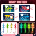 SpringFlower 24-Pack Valentines Gift Cards with Glow-in-the-Dark Lizards – Classroom Favors & Party Prizes