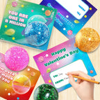 SpringFlower 24-Pack Valentines Cards with Stretchy Balls for Kids | Classroom Gifts & Party Favors