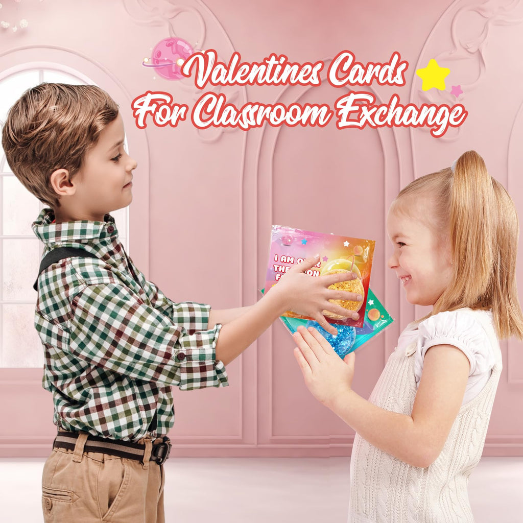 SpringFlower 24-Pack Valentines Cards with Stretchy Balls for Kids | Classroom Gifts & Party Favors