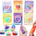 SpringFlower Valentine's Day Card Set — 24 Heart-Shaped Slime & Space Cards for School & Party Favors