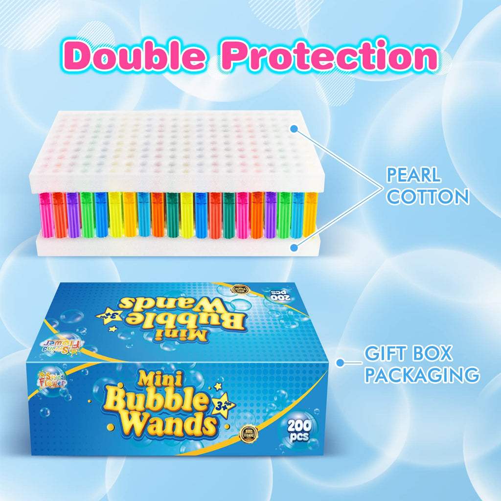 SpringFlower 200-Piece Mini Bubble Wands – Party Favors & Outdoor Fun