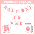 Squway Half Way To One Banner Pink – 1/2 Birthday Decorations for Baby Photos