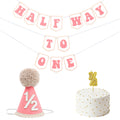 Squway Half Way To One Banner Pink – 1/2 Birthday Decorations for Baby Photos