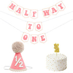 Squway Half Way To One Banner Pink – 1/2 Birthday Decorations for Baby Photos