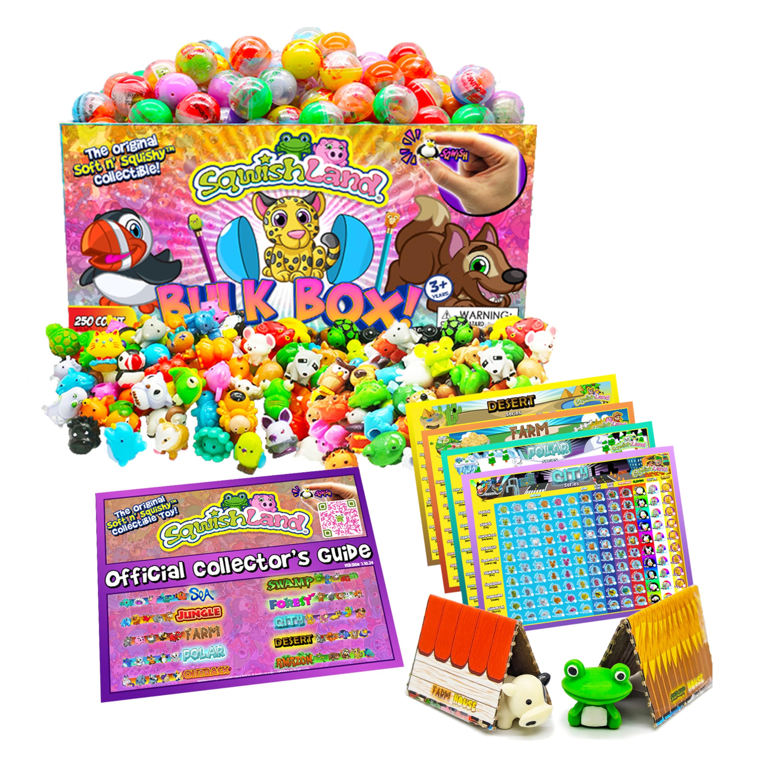 SqwishLand Bulk Box Series 6 – 250 Mini Squishy Toys for Party Favors, Pencil Toppers, and Treasure Box Prizes
