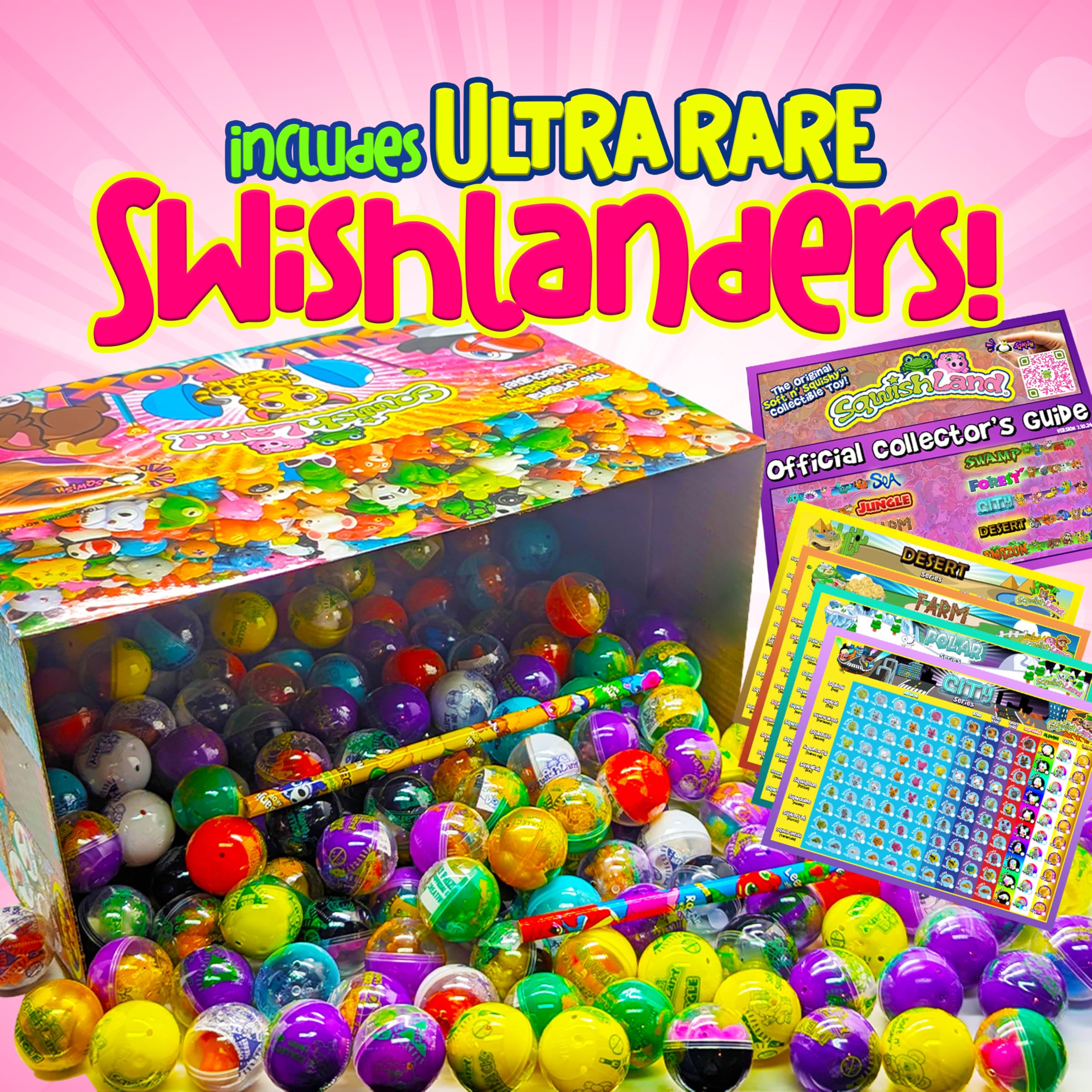 SqwishLand Bulk Box Series 6 – 250 Mini Squishy Toys for Party Favors, Pencil Toppers, and Treasure Box Prizes
