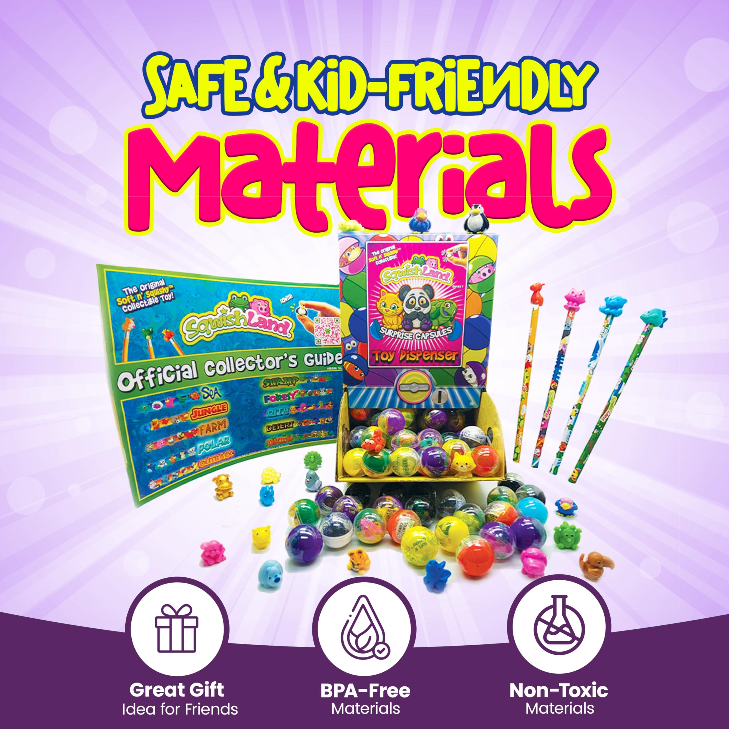 SqwishLand Bulk Box Series 6 – 250 Mini Squishy Toys for Party Favors, Pencil Toppers, and Treasure Box Prizes