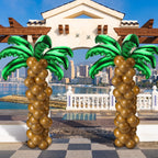 Sratte 100 Pcs Palm Tree Leaves & Coconut Balloons Set – 10 Foil Green Leaves + 90 Brown Latex for Hawaii Luau & Tropical Party