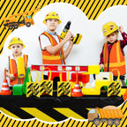 Sratte 62-pcs Construction Birthday Party Supplies Set for Kids – Dress Up Kit