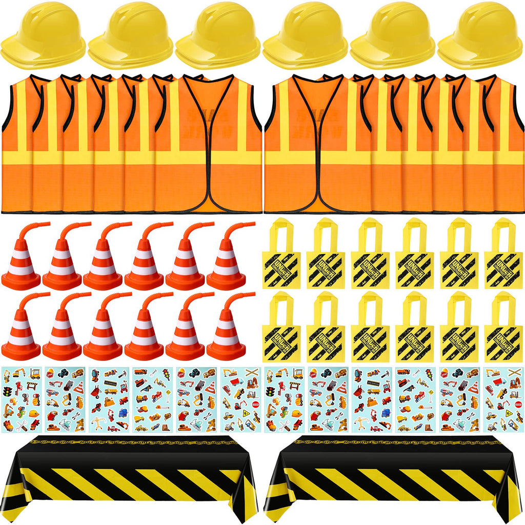 Sratte 62-pcs Construction Birthday Party Supplies Set for Kids – Dress Up Kit