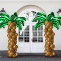 Sratte 100 Pcs Palm Tree Leaves & Coconut Balloons Set – 10 Foil Green Leaves + 90 Brown Latex for Hawaii Luau & Tropical Party