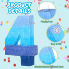 Sratte Gradient Blue Pinata Number 4 – Party Piñata with Blindfold & Stick