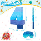 Sratte Gradient Blue Pinata Number 4 – Party Piñata with Blindfold & Stick