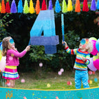 Sratte Gradient Blue Pinata Number 4 – Party Piñata with Blindfold & Stick