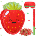 Sratte Strawberry Piñata – Fun Summer Fruit Theme Party Game with Stick, Blindfold & Confetti