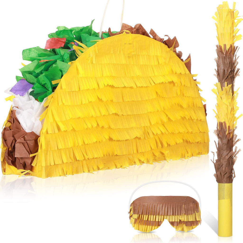 Sratte Taco Pinata Set – Mexican Birthday Party Decor (15 x 8 x 3 in)