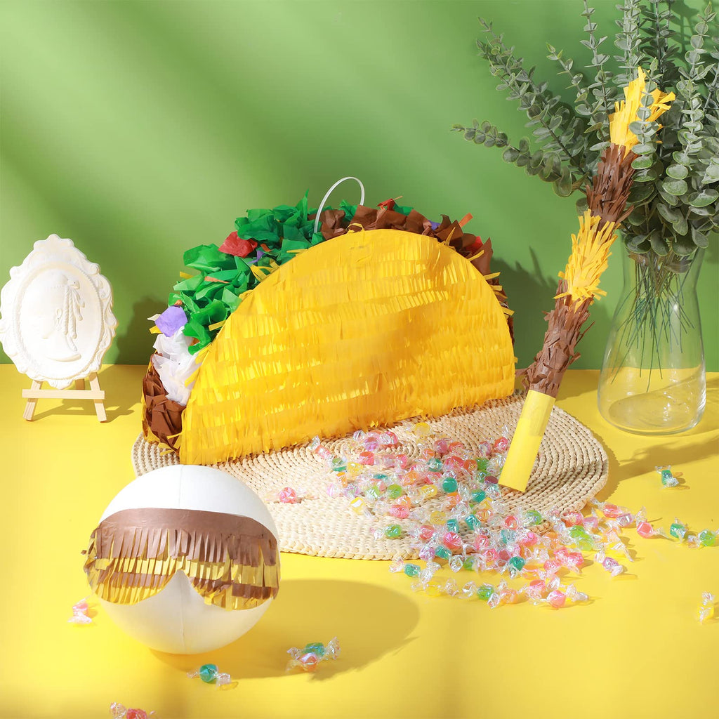 Sratte Taco Pinata Set – Mexican Birthday Party Decor (15 x 8 x 3 in)