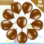 Sratte 100 Pcs Palm Tree Leaves & Coconut Balloons Set – 10 Foil Green Leaves + 90 Brown Latex for Hawaii Luau & Tropical Party