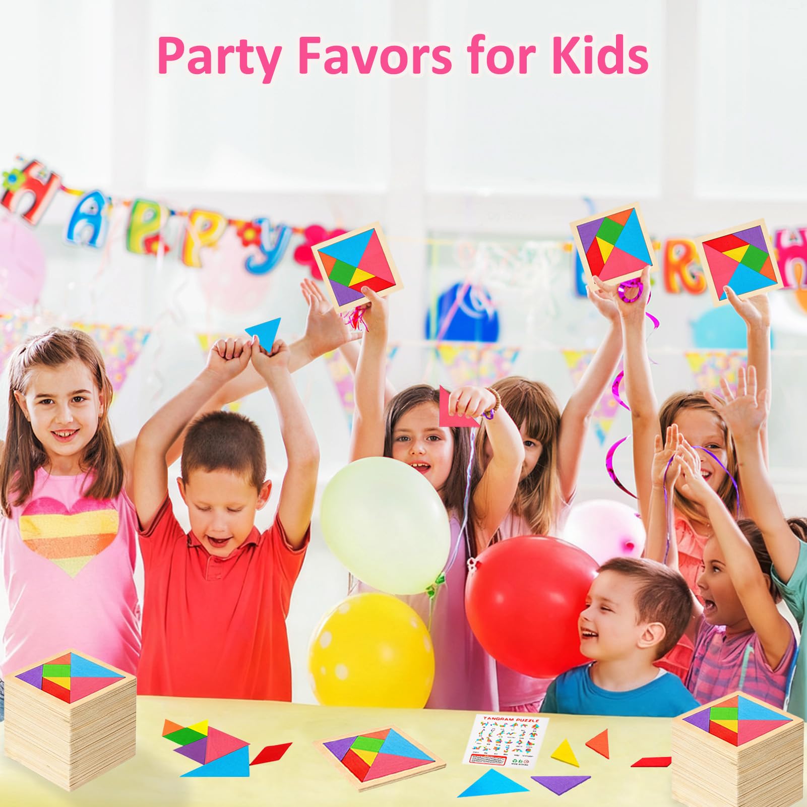 SRENJU SINU 30-Pack Tangram Puzzles — Wooden Kids Party Favors, Bulk Goodie Bags, Classroom Prizes