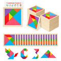 SRENJU SINU 30-Pack Tangram Puzzles — Wooden Kids Party Favors, Bulk Goodie Bags, Classroom Prizes