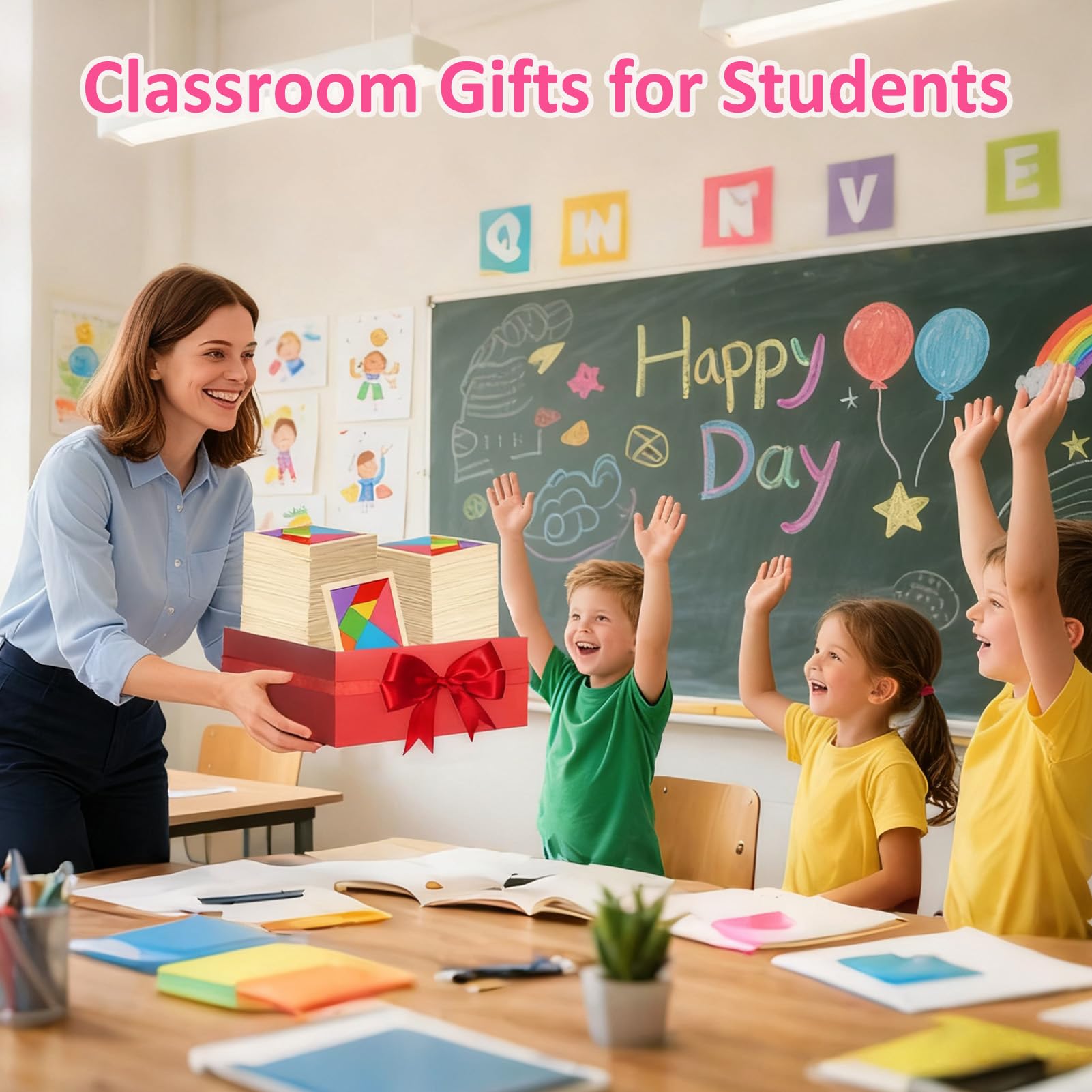 SRENJU SINU 30-Pack Tangram Puzzles — Wooden Kids Party Favors, Bulk Goodie Bags, Classroom Prizes