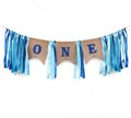 SS Cohen 1st Birthday Decorations – Baby Boy Burlap Highchair Banner & Photo Prop