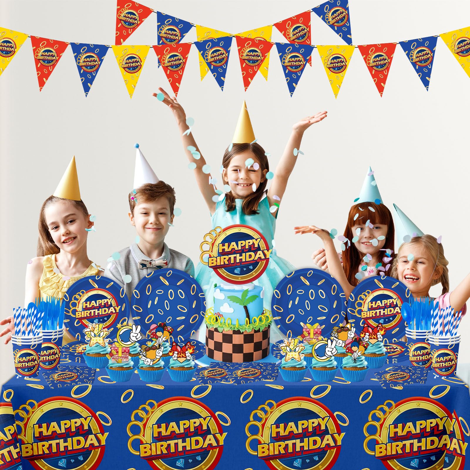 SSJAPYQV Birthday Party Supplies Kit — 187pcs Party Decor, Banner & Tableware