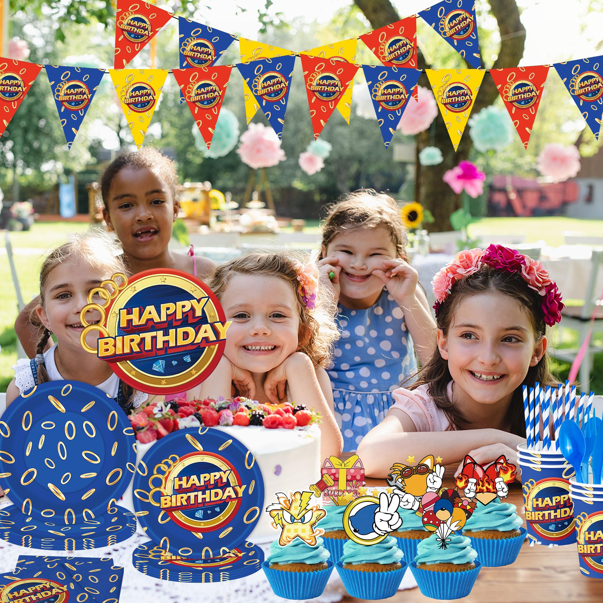 SSJAPYQV Birthday Party Supplies Kit — 187pcs Party Decor, Banner & Tableware