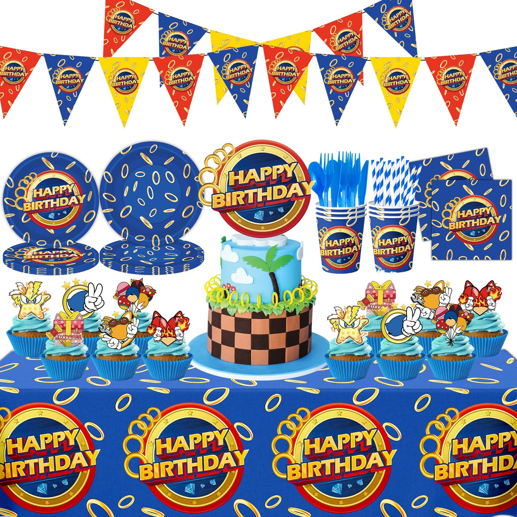 SSJAPYQV Birthday Party Supplies Kit — 187pcs Party Decor, Banner & Tableware
