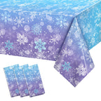 Staraise 3PCS Winter Frozen Tablecloth Decorations – Blue Purple Snowflake, PE, 51.2x86.6 in