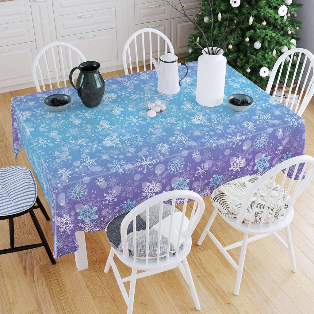 Staraise 3PCS Winter Frozen Tablecloth Decorations – Blue Purple Snowflake, PE, 51.2x86.6 in