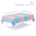 Staraise 3PCS Gender Reveal Tablecloths – Pink & Blue Disposable Covers (51.2 x 86.6 in)