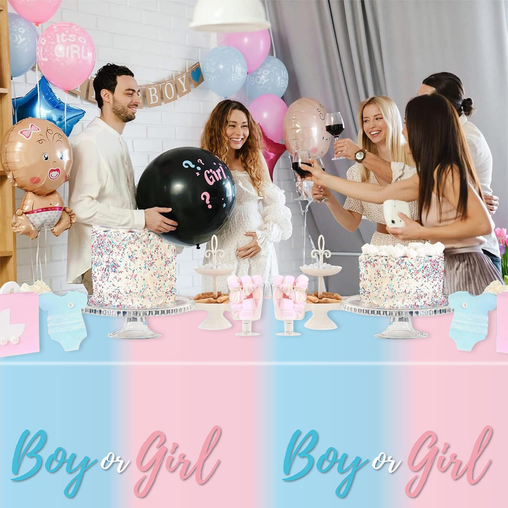Staraise 3PCS Gender Reveal Tablecloths – Pink & Blue Disposable Covers (51.2 x 86.6 in)