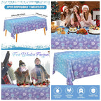Staraise 3PCS Winter Frozen Tablecloth Decorations – Blue Purple Snowflake, PE, 51.2x86.6 in