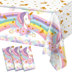 Staraise 3PCS Unicorn Tablecloths – Large 51.2 x 86.6 in for Birthday Party Decorations