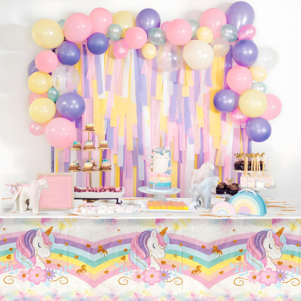 Staraise 3PCS Unicorn Tablecloths – Large 51.2 x 86.6 in for Birthday Party Decorations