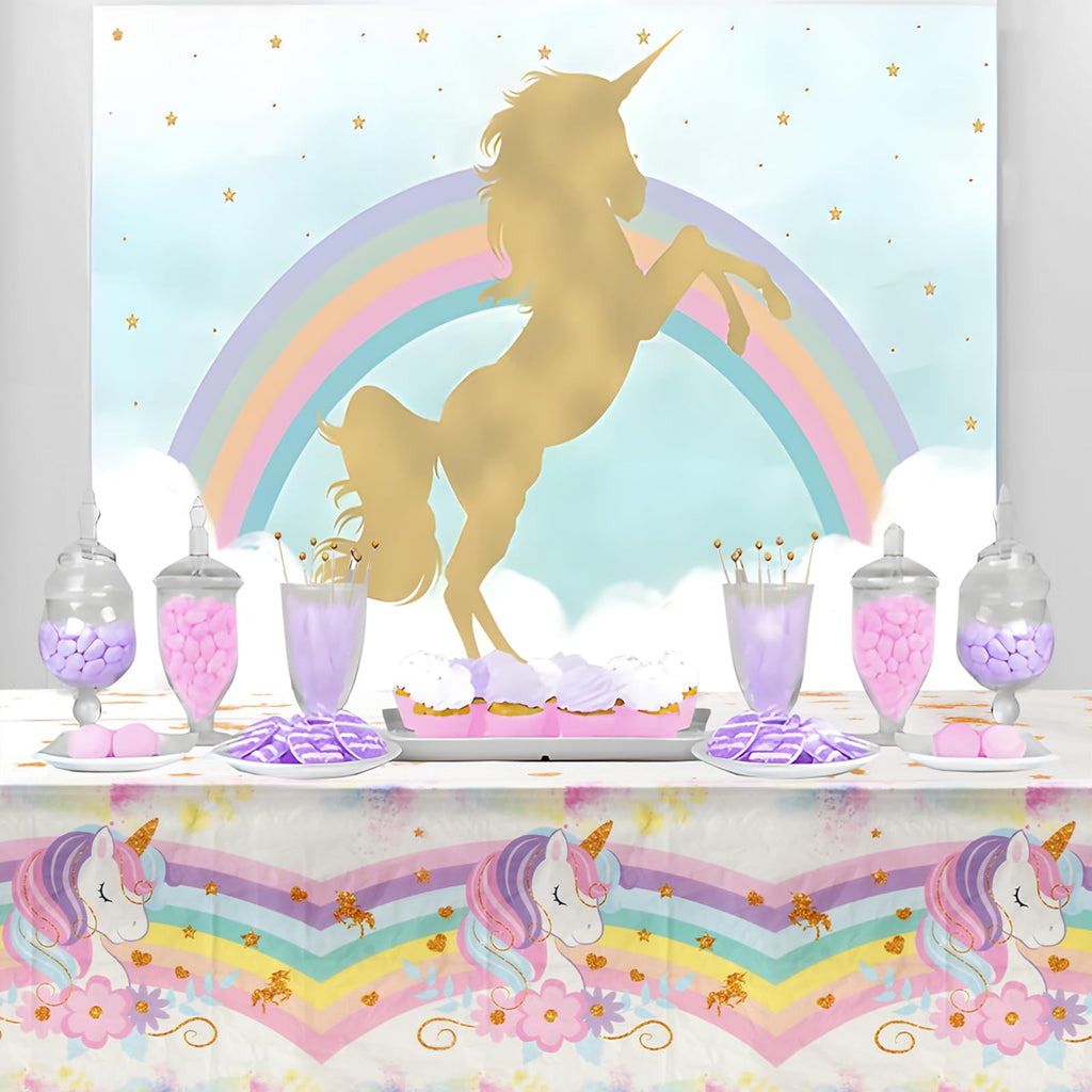 Staraise 3PCS Unicorn Tablecloths – Large 51.2 x 86.6 in for Birthday Party Decorations