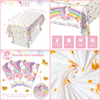 Staraise 3PCS Unicorn Tablecloths – Large 51.2 x 86.6 in for Birthday Party Decorations