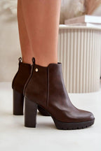 Step in style high column heel eco leather womens boots