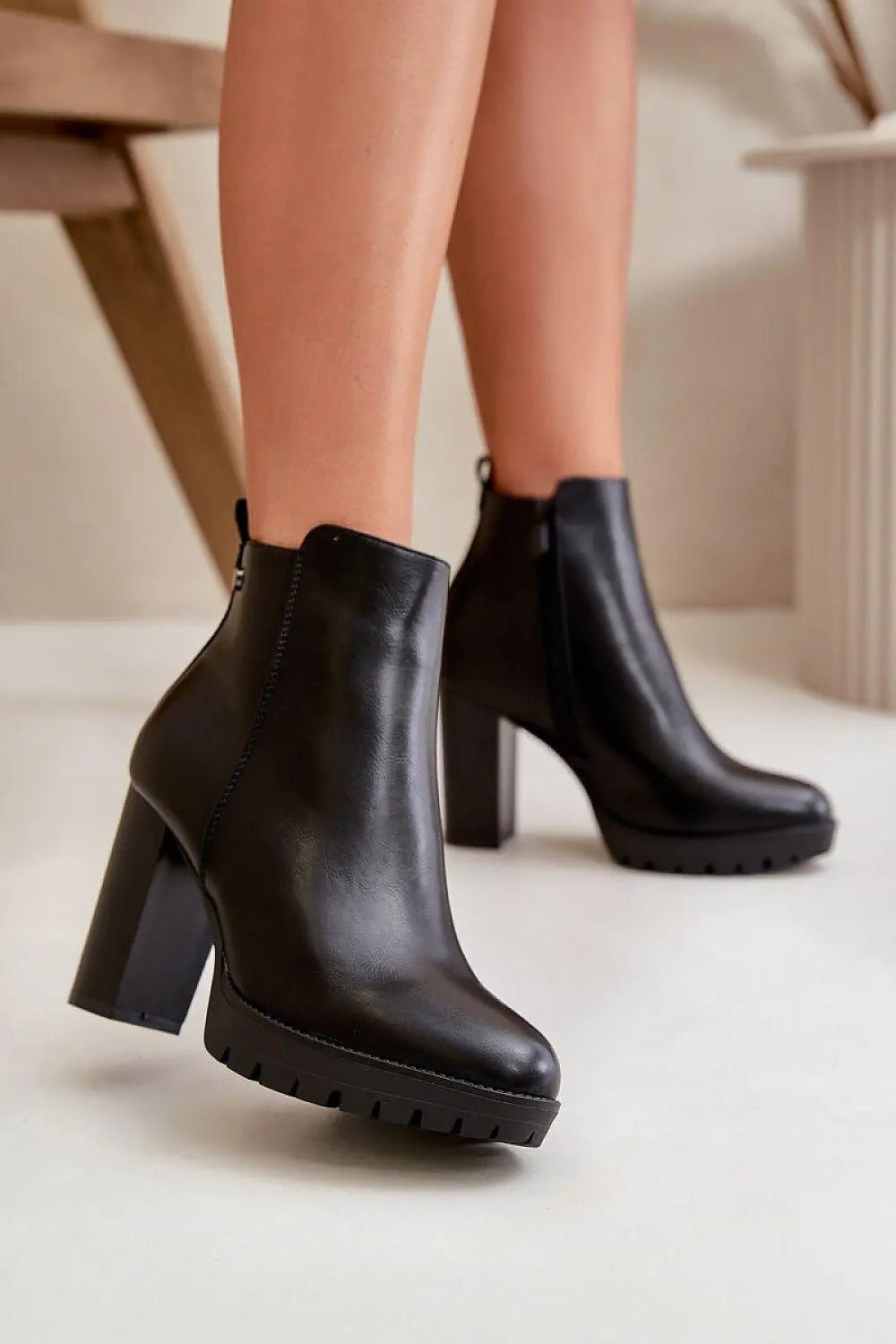 Step in style high column heel eco leather womens boots