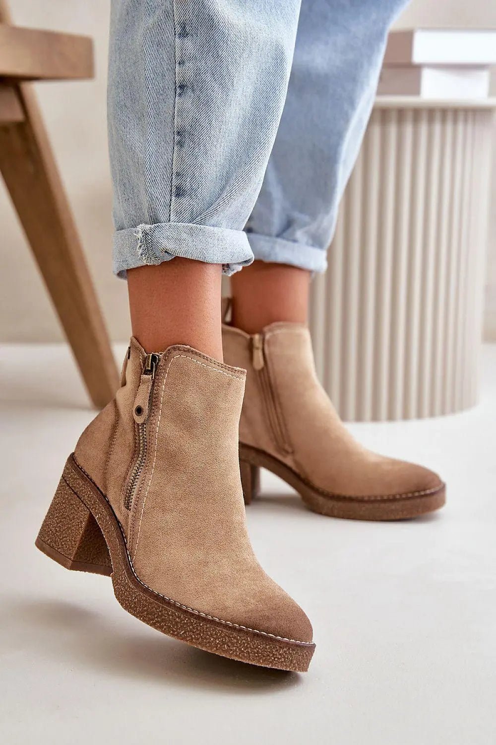 Step in style women's ankle boots made of soft eco suede