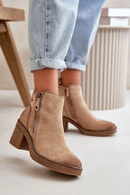 Step in style women's ankle boots made of soft eco suede