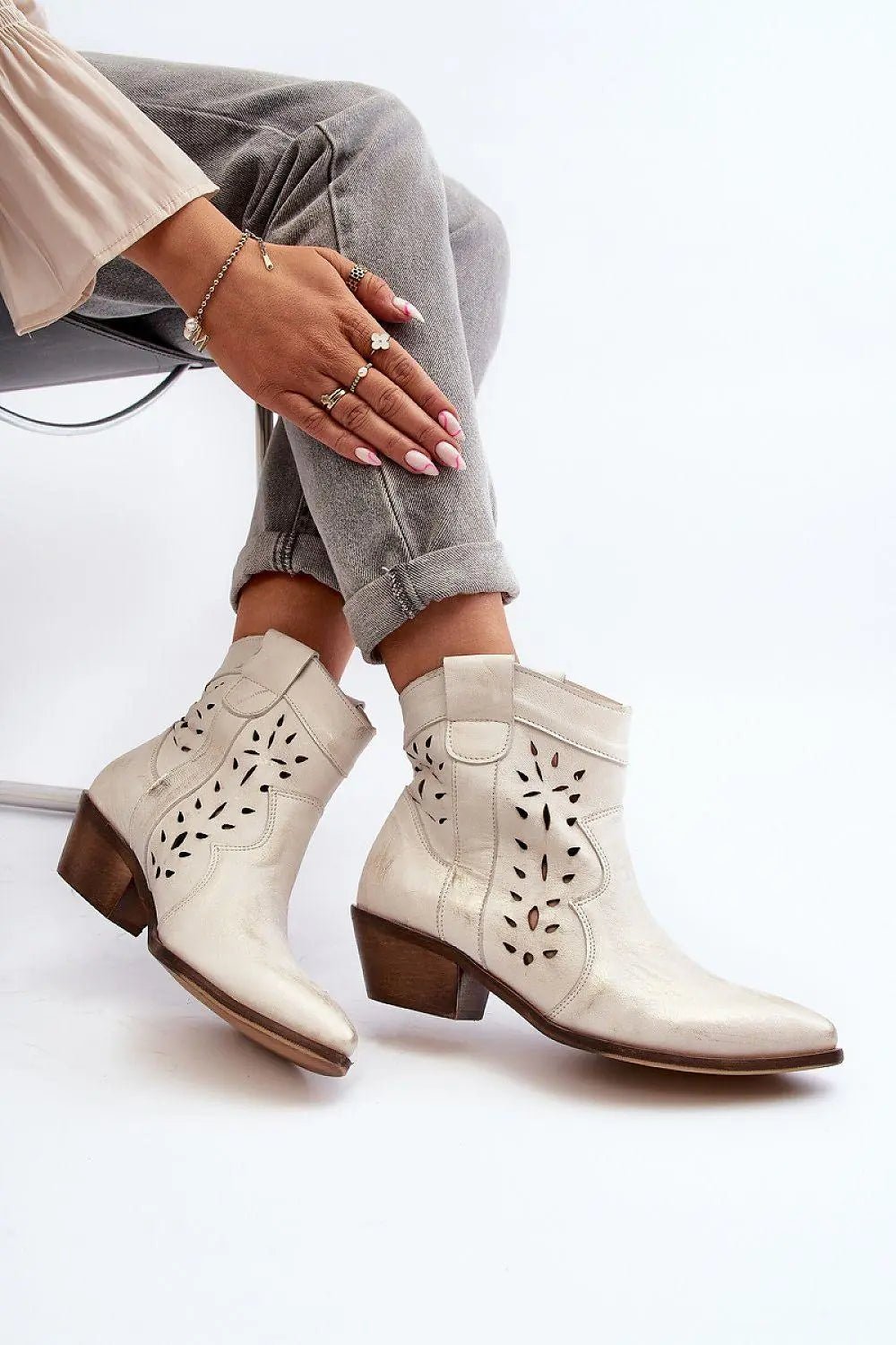 Step in style Women's cowgirl-style boots are made of natural leather