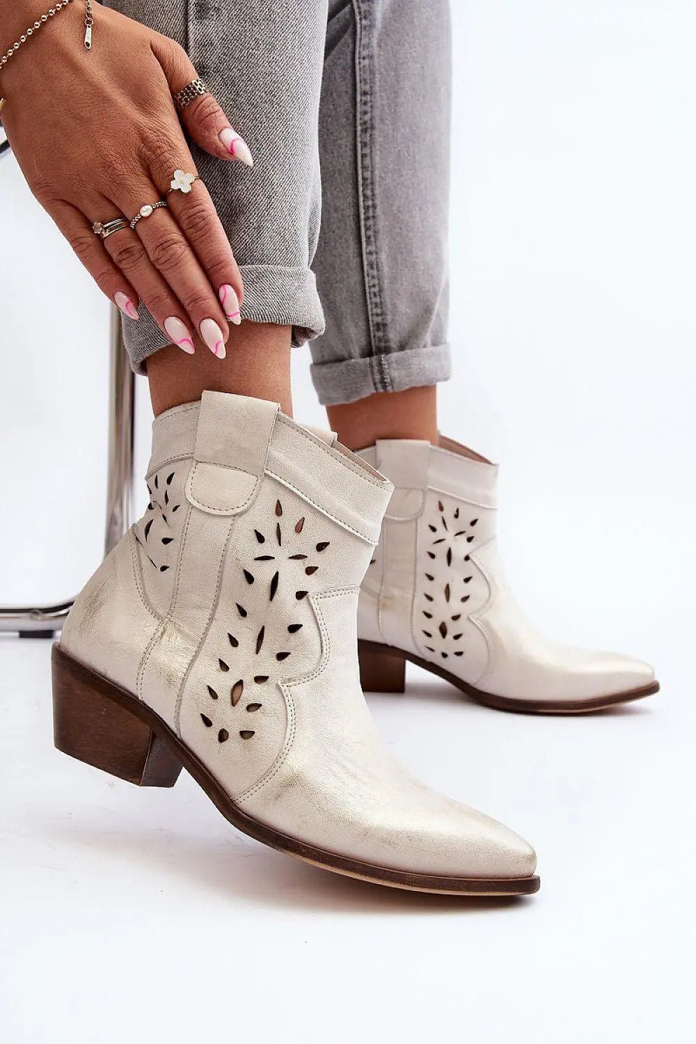 Step in style Women's cowgirl-style boots are made of natural leather