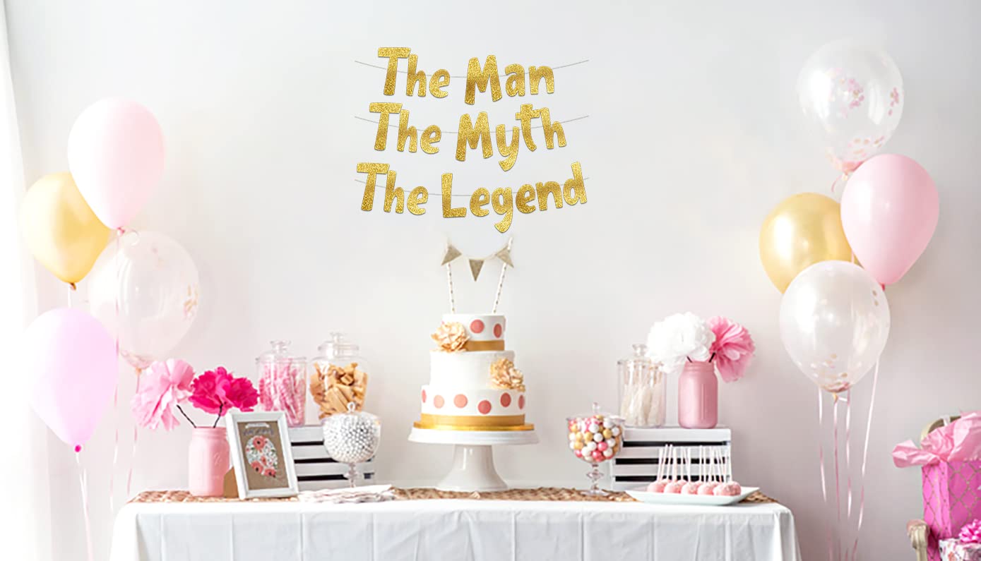 The Man The Myth The Legend Gold Glitter Banner | Sterling James Co. Men's Birthday & Milestone Decor