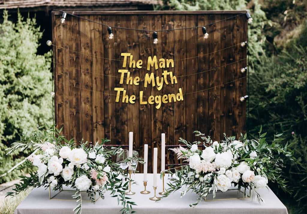 The Man The Myth The Legend Gold Glitter Banner | Sterling James Co. Men's Birthday & Milestone Decor